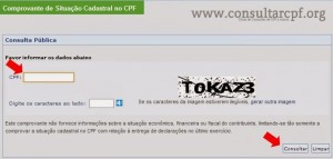 Consultar situação Cadastral de CPF - Site Receita Federal